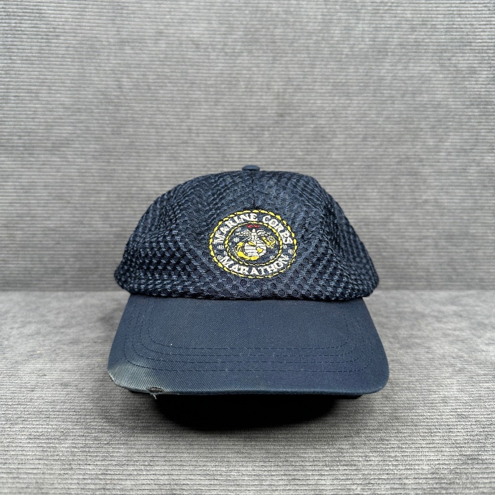Fahrenheit Navy Blue Marine Corps Marathon Mesh Running Hat MCM Cap Y2k